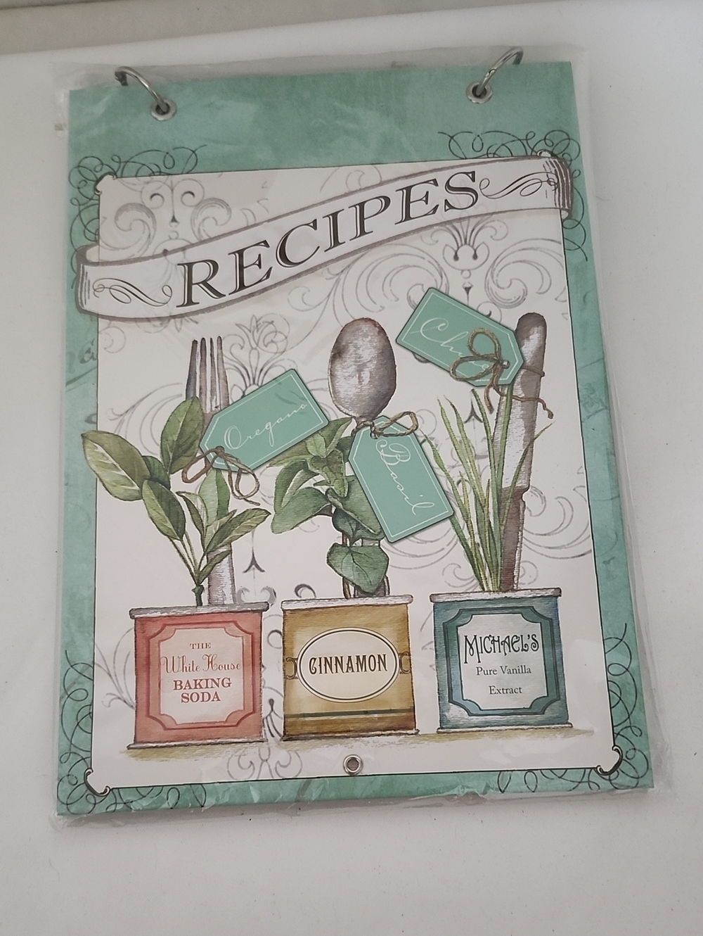Mint Green 'Recipes' Decorative Recipe Book Wall Plaque